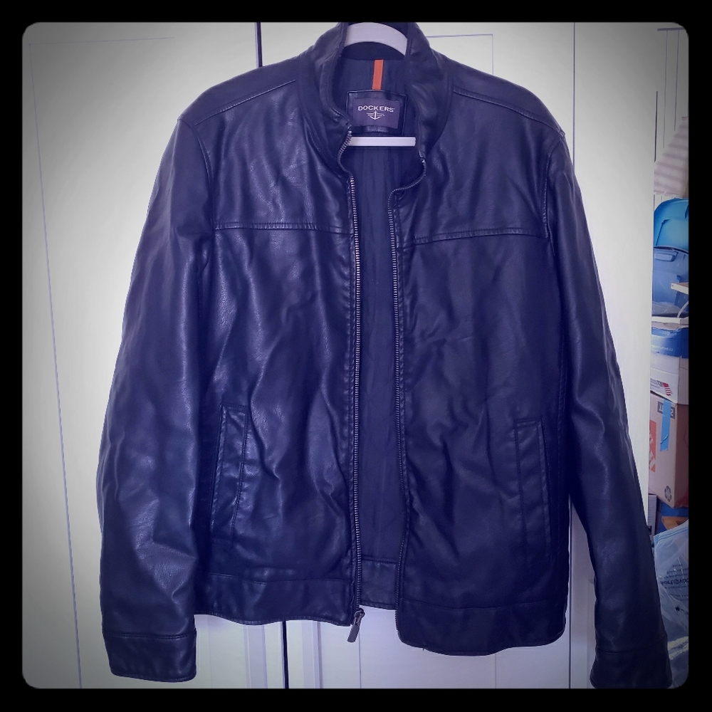 Dockers Leather Bomber Jacket size Medium